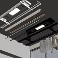 Ceiling Mounted Smart Clothes Rack with LED Light and Metal Bars in Modern Home