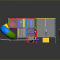 Colorful Commercial Kids Playground Equipment With Slide Net Fencing And Platforms