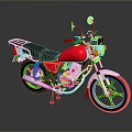 Stylish Red Motorcycle With Black Seat Yellow Wheels And Silver Parts