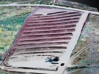 Layered Terraced Agricultural Terrain With Green Vegetation And Structured Soil Layers 3d model