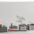 Modern Nightstands With Drawers Table Lamps Decorative Plants And Ornaments Design