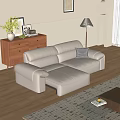 Modern Cozy Living Room Beige Leather L shaped Sofa and Coffee Table Set