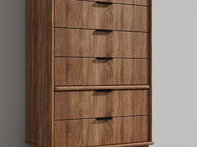 Wooden Drawer Storage Cabinet With Multiple Drawers And Natural Wood Grain Design 3d model