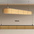 Modern Platform Chandeliers Interior Design With Wooden Slats And Metal Hanging Frame