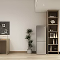 Modern Minimalist Apartment Interior With Open Kitchen Bedroom Wooden Floor And Decorative Painting