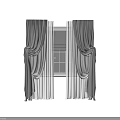 Elegant Gray Curtains With Modern Drapery Design And Sheer Window Panels 3d model