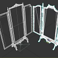 Wooden Folding Screen With Decorative Mirror Panels For Home Living Space