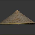 Light Brown Beige Bamboo Hat With Woven Texture Conical Design And Yellow Trim 3d model