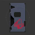 Light Blue And Black Electronic Speaker With Mesh Front Panel Square Port And Pink Logo