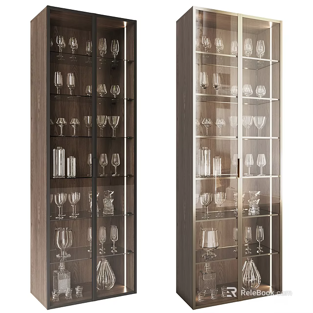 Elegant Modern Wine Cabinet With Glass Doors And Wooden Shelves For Wine 3d model 
