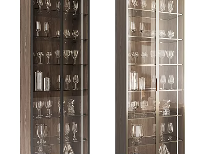 Elegant Modern Wine Cabinet With Glass Doors And Wooden Shelves For Wine 3d model