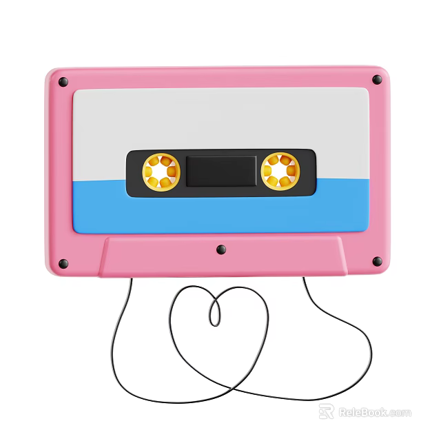 Smart Machine Featuring Pink Casing Black Tape Yellow Reels And Heart Shaped Wire 3d model 