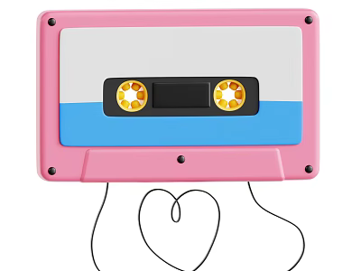 Smart Machine Featuring Pink Casing Black Tape Yellow Reels And Heart Shaped Wire 3d model