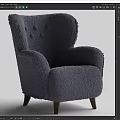 Cozy Navy Blue Plush Armchair with Button Tufted Backrest and Wooden Legs
