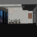 Modern Luxury Clubhouse Lobby Design With Chandelier Marble Floor Staircase And Decorative Paintings Table Stools