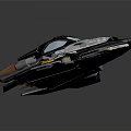 Futuristic Spacecraft With Sleek Black Silver Orange And Yellow Aerodynamic Design