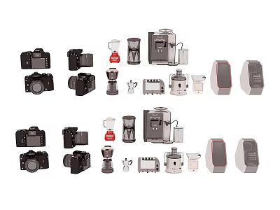 Popular Everyday Household Electrical Appliances Such As Coffee Makers Toasters Blenders And Speakers For Home Use 3d model