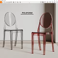 Elegant POLIFORM Transparent And Red Acrylic Dining Chairs In Minimalist Room