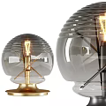 Modern Transparent Glass Table Lamp With Spherical Shade And Metal Base