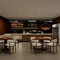 Modern Warm Coffee Specialty Store Interior With Comfortable Seating Area And Functional Service Counter