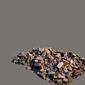A pile of old bricks mixed brick pile heap 3d model