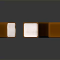 Three Square Caramel Colored Candies With White Filling On Dark Surface 3d model