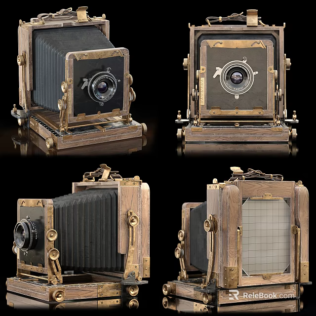 Vintage Digital Camera With Wooden Metal Body Multiple Angles Display Classic Design 3d model 