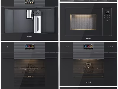 Modern Black JINPENG Kitchen Appliances Coffee Machine Microwave Oven Sleek Design Digital 3d model
