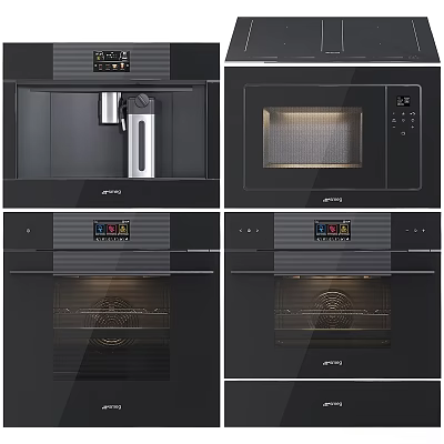 Modern Black JINPENG Kitchen Appliances Coffee Machine Microwave Oven Sleek Design Digital 3d model
