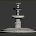Multi Tiered Decorative Fountain With White Base And Blue Water Features 3d model