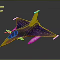 Colorful Fighter Jet Model With Blue Red Yellow Accents And Detailed Wing Design