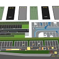 Parking Lot Design Layout With Multiple Plans Parking Spaces And Green Areas 3d model