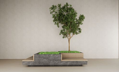 modern tree pond plant tree pond green plant 3d model