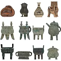Traditional Style Decorative Ornament Set with Various Shapes Ceramic and Bronze for Home Decoration