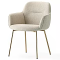 Elegant Beige Accent Chair With Soft Velvet Upholstery And Golden Metal Legs