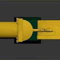 Yellow Traffic Light With Red Man Pedestrian Signal On Green Road Safety Pole
