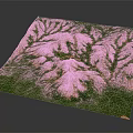 Garden Landscape 3D Model with Natural Topography Green Vegetation and Brown Mountains