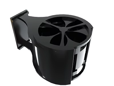 Black Mechanical Ventilation Component With Fan Blades And Mounting Bracket 3d model