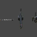 Futuristic Black Guns With Metallic Structure LED Lights Sleek Design And Ammunition