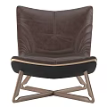 Modern Brown Leather Accent Chair With Stitched Details Sleek Metal Frame And Comfortable Design