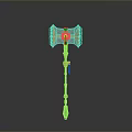 Unique Decorative Fantasy Hammer With Colorful Metal Head And Handle Design