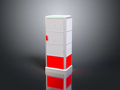 White And Red Storage Cabinet With Multiple Drawers Red Handle And Reflective Base 3d model