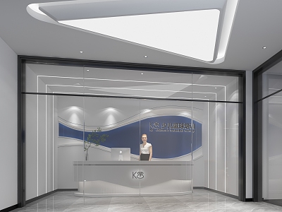 Blueball Training Front Desk Background Wall Automatic Door Training Hall Front Desk 3d model