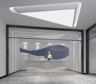 Blueball Training Front Desk Background Wall Automatic Door Training Hall Front Desk 3d model