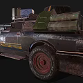 Weathered Modified Car With Yellow Black Accents And Roof Lights