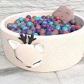 Round White Play Equipment With Deer Face Design Colorful Balls And Smiling Stone Toy