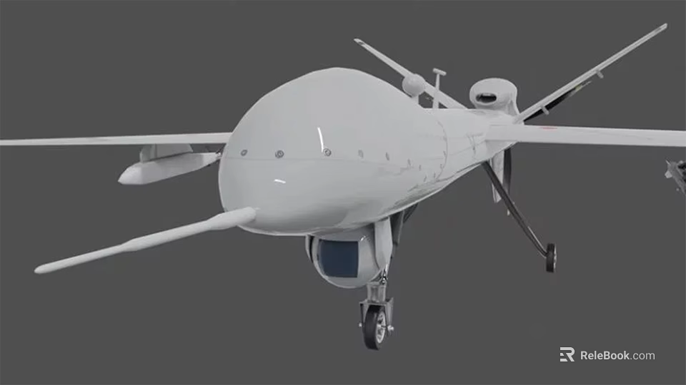White Fighter Drone With Streamlined Fuselage Long Wings And Extended Landing Gear 3d model 