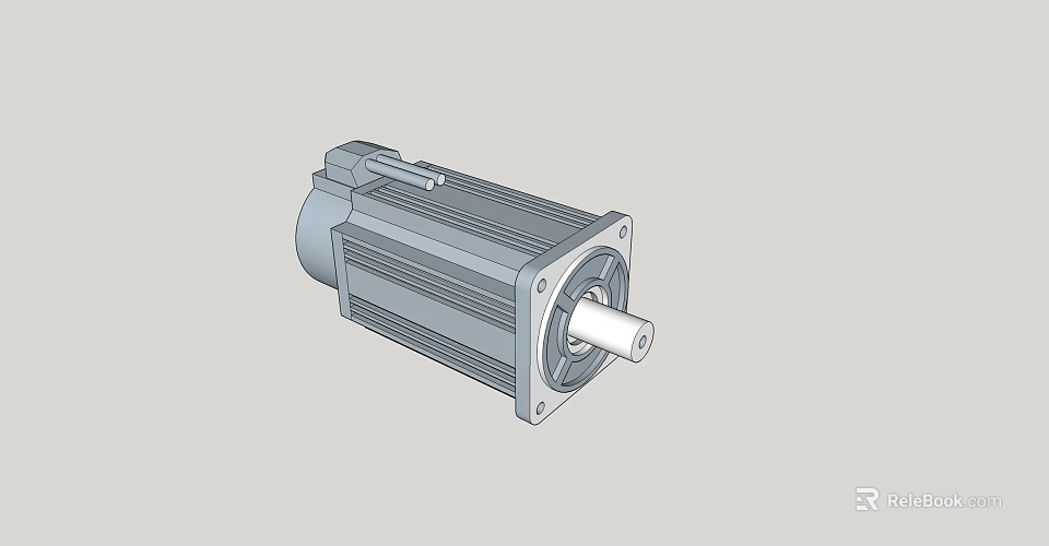Industrial Electric Motor With Robust Metal Housing And Precision Flange Mounting Shaft 3d model 