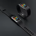 Smart Bracelet with Health Monitoring Display and Black Wristband Design
