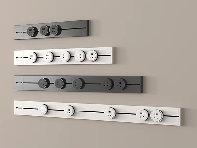 Sleek Wall Mounted Control Strips In Black And White With Circular Dials 3d model
